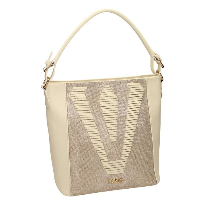 Torebka damska NOBO biała wizytowa typu worek widok z przodu