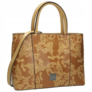 Oryginalna beżowa torebka damska Nobo z orientalnym panelem, klasyczna listonoszka na ramię - Niua.pl