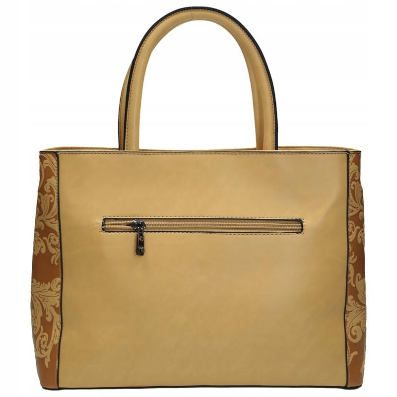 Tył eleganckiej torebki damskiej Nobo beżowej, wygodne rączki i gładki panel - Niua.pl