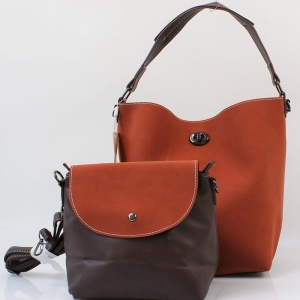 Pojemna shopperka damska brązowa z dodatkową listonoszką