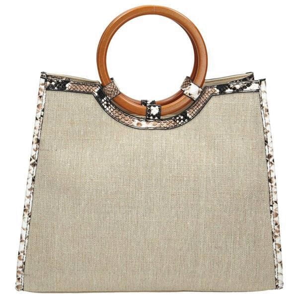 Tył lnianej torebki damskiej Nobo beżowej – gładki, wygodne rączki