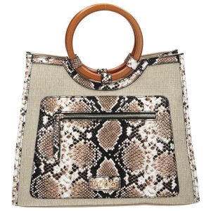 Lniana torebka damska Nobo beżowa – elegancka i oryginalna, z regulowanym paskiem