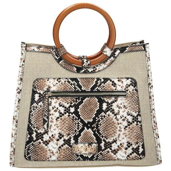 Lniana torebka damska Nobo beżowa – elegancka i oryginalna, z regulowanym paskiem