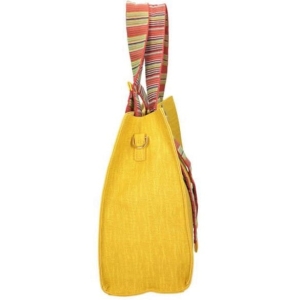 Elegancka torebka damska Nobo żółta – detale złotych okuć i rączek