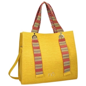 Torebka damska Nobo kuferek żółta – widok z przodu z logo marki