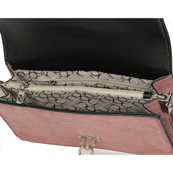 Listonoszka Nobo Różowo-Czarna – wnętrze z dwoma komorami i kieszonkami na drobiazgi