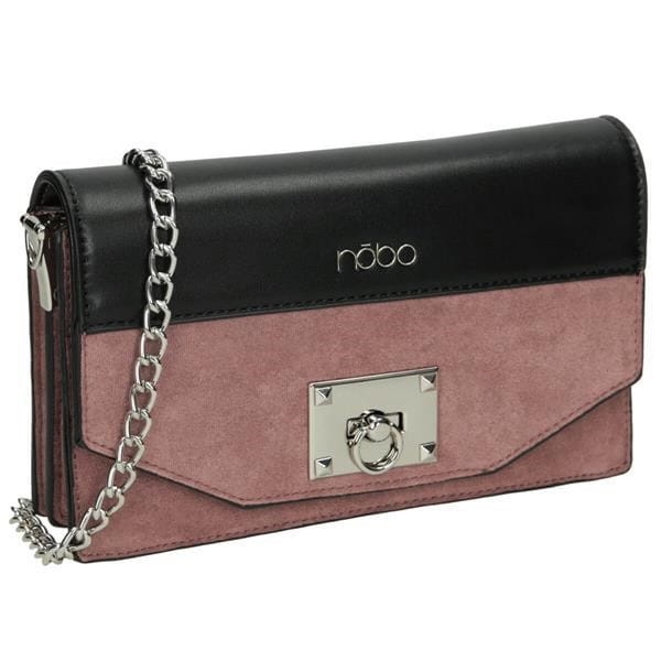 Elegancka listonoszka Nobo różowo-czarna – widok z boku, regulowany łańcuszek