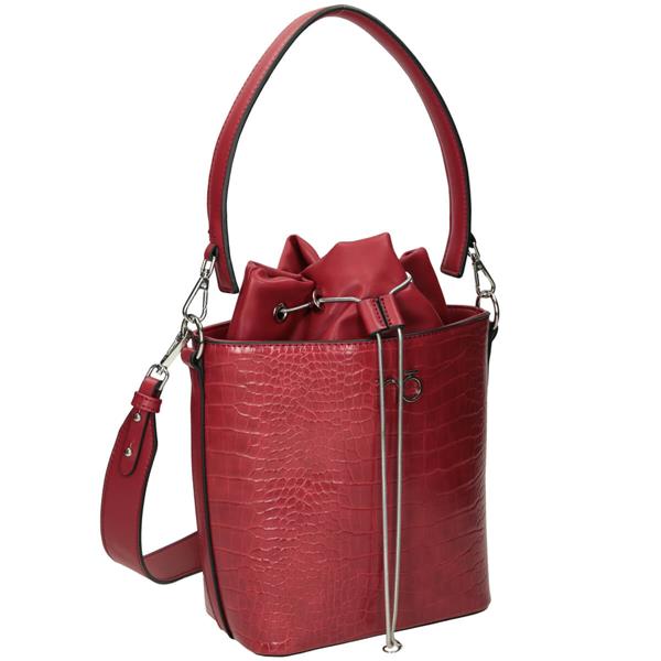 Czerwona listonoszka Nobo widok boczny – funkcjonalny kuferek damski ze skóry ekologicznej – Niua.pl