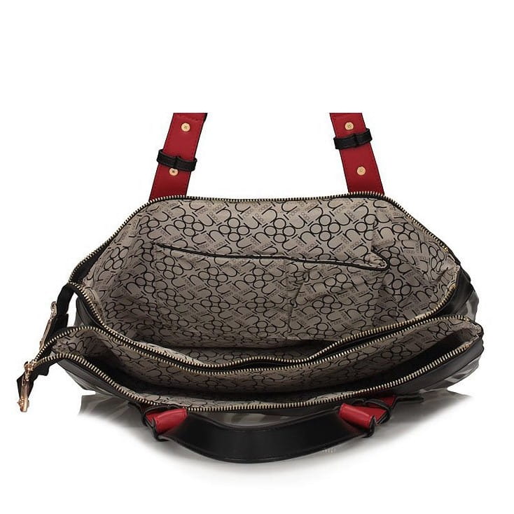 Torebka Nobo czarno-biała – wnętrze z trzema kieszonkami, funkcjonalna i pojemna