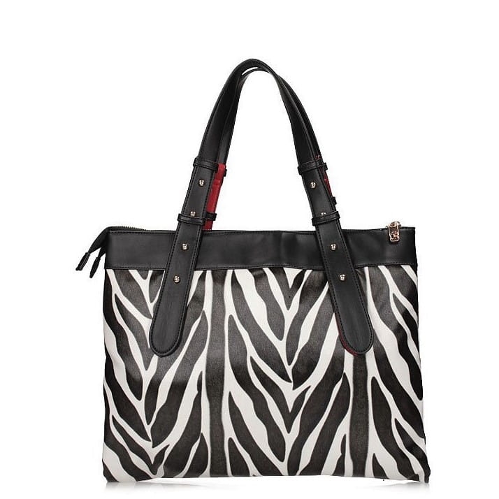 Nobo czarno-biała – torba miejska z regulowanym paskiem, elegancka shopperka damska niua.pl