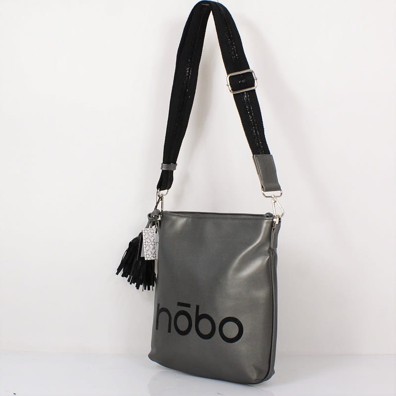 Torebka NOBO stalowa z pomponem i frędzlami – widok z przodu