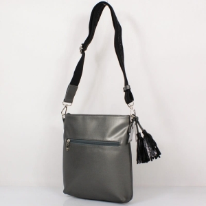 Torebka damska NOBO stalowa – widok z tyłu z logo marki