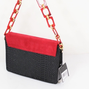 Wizytowa Listonoszka Torebka Nobo Czarno Czerwona