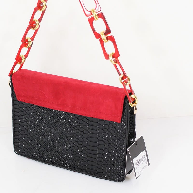 Wizytowa Listonoszka Torebka Nobo Czarno Czerwona