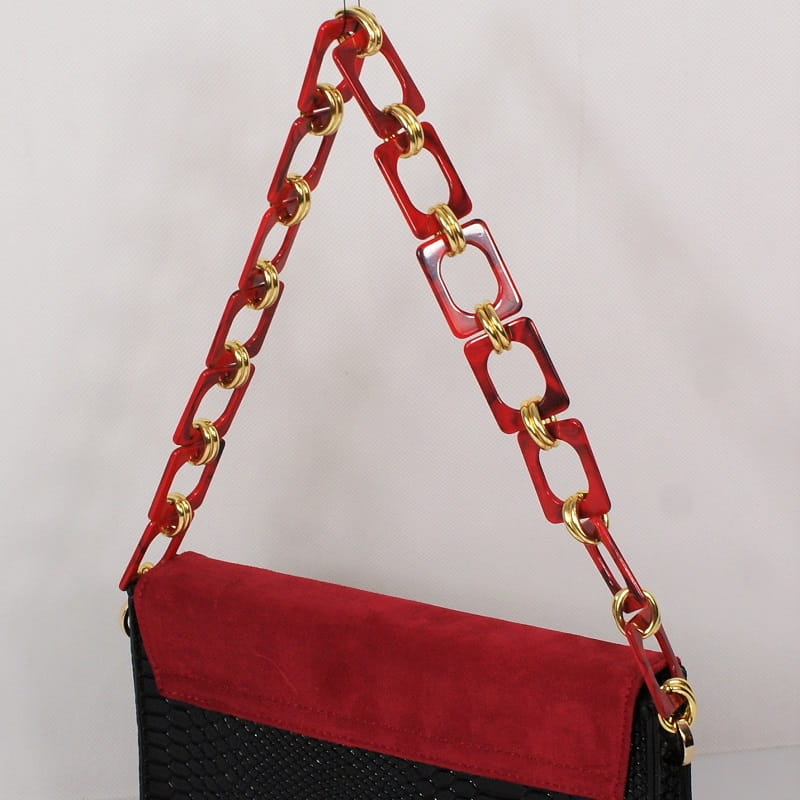 Wizytowa Listonoszka Torebka Nobo Czarno Czerwona