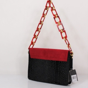 Wizytowa Listonoszka Torebka Nobo Czarno Czerwona