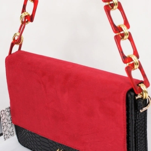 Wizytowa Listonoszka Torebka Nobo Czarno Czerwona