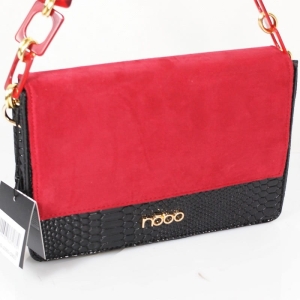 Wizytowa Listonoszka Torebka Nobo Czarno Czerwona