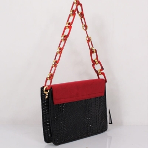 Wizytowa Listonoszka Torebka Nobo Czarno Czerwona