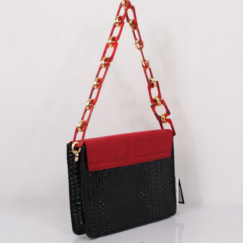 Wizytowa Listonoszka Torebka Nobo Czarno Czerwona