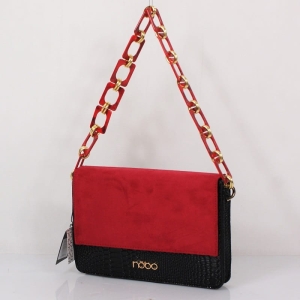 Wizytowa Listonoszka Torebka Nobo Czarno Czerwona