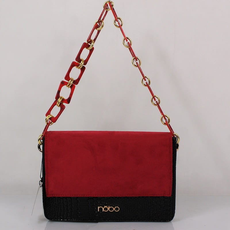 Elegancka torebka damska NOBO – plastikowa rączka i ozdobny łańcuszek z logo