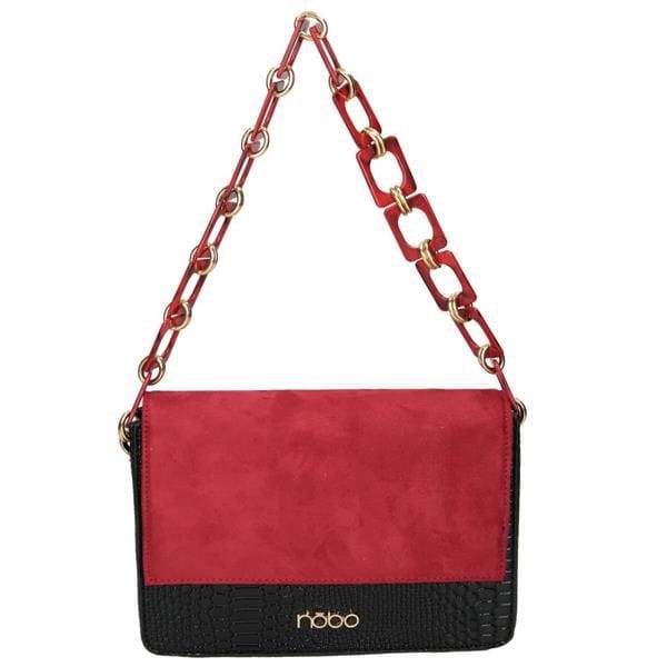 Wizytowa listonoszka damska NOBO czarno-czerwona – elegancka torebka ze skóry ekologicznej