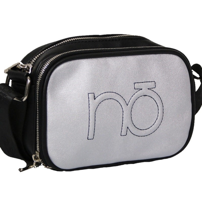 Srebrna listonoszka damska Nobo – elegancka wizytowa torebka, widok z przodu