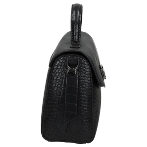 Wysokiej jakości skóra ekologiczna i metalowe okucia w czarnej torebce Nobo