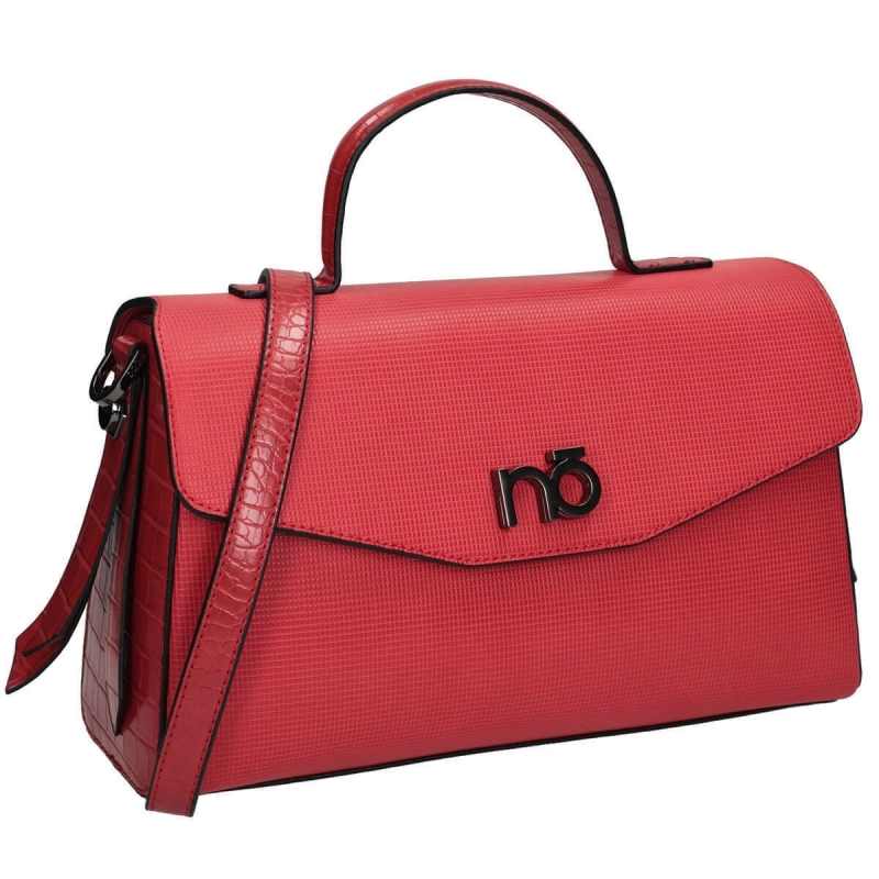 Czerwona torebka z rączką i regulowanym paskiem