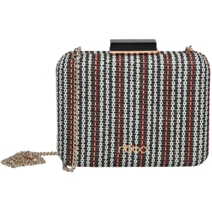 Torebka wizytowa Nobo K2130 czarna kolorowa, elegancka mała listonoszka – widok z przodu