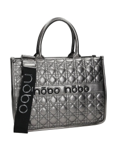 Stalowa pikowana torebka shopper Nobo L0800, elegancki kuferek damski