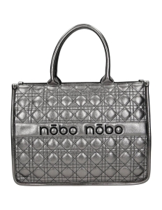 Torebka damska Nobo L0800 stalowa pikowana, duży kuferek shopper – widok z przodu