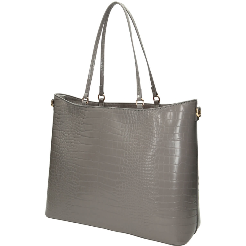 Szara torebka damska – widok z tyłu z gładką powierzchnią