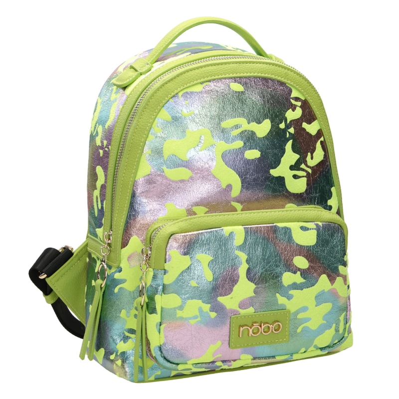 Plecak damski NOBO zielony – widok z boku, lekki plecak miejski o nowoczesnym designie