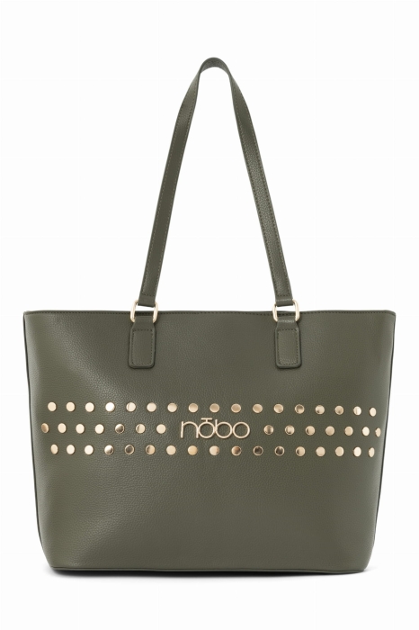 Zielona shopperka damska Nobo – widok z przodu, elegancka torba na ramię do pracy i na zakupy