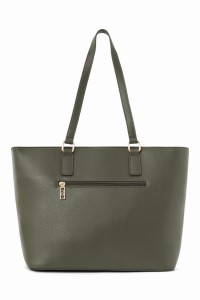 Shopperka damska Nobo zielona – widok tyłu z kieszonką zapinaną na suwak, idealna do codziennego użytku