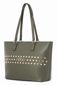 Zielona torebka Nobo – widok boczny, regulowany pasek, praktyczna torba damska