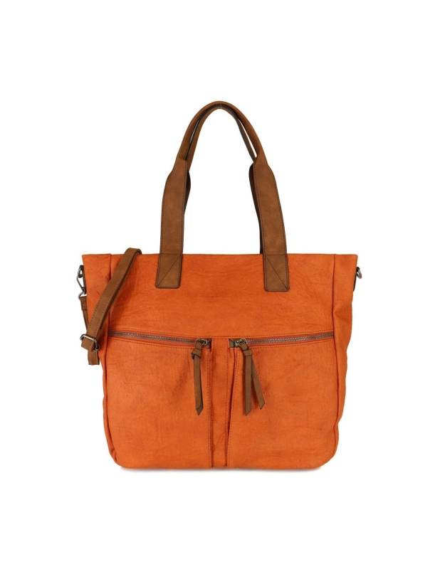 Czerwono-ceglasta włoska torebka damska D.Cristina – widok z przodu, elegancka i pojemna