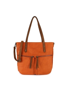 Ceglasta włoska torebka damska D.Cristina – widok z przodu, elegancka i pojemna