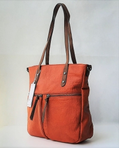 Ceglasta torebka damska D.Cristina – zapięcie na suwak, srebrne okucia