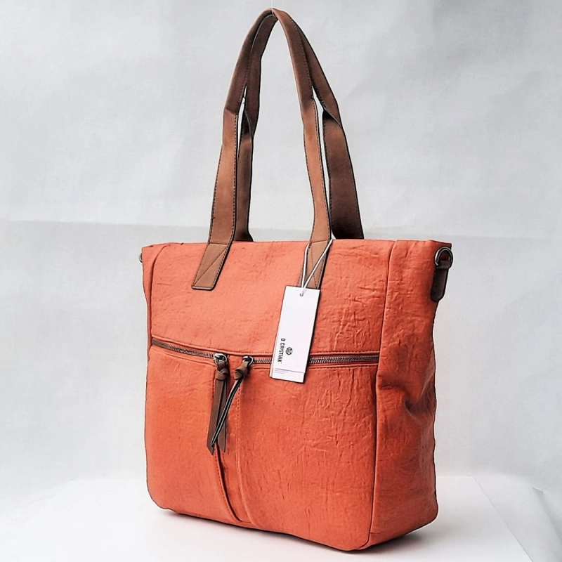 Ceglasta torebka D.Cristina z regulowanym paskiem do noszenia na ramieniu lub przez ramię