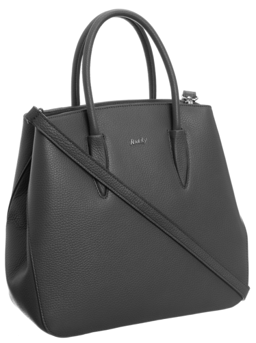 Duża szara skórzana torebka damska