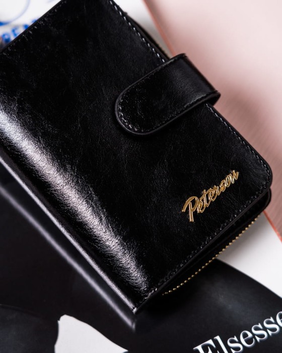 Skórzany portfel damski na zatrzask — Peterson