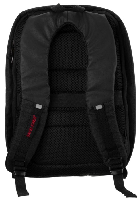 Nowoczesny czarny plecak z przegrodą na laptopa i portem USB — David Jones