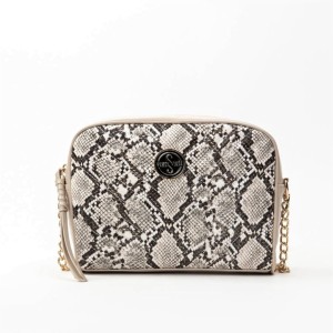 Wzorzysta torebka damska Femestage crossbody w kolorze beżowym – front torebki