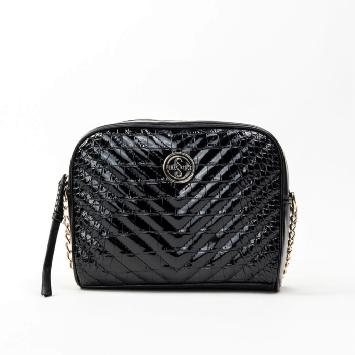 Czarna torebka listonoszka damska Femestage widok z przodu – elegancki design