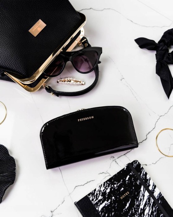 Duży portfel damski ze skóry naturalnej - Czarny