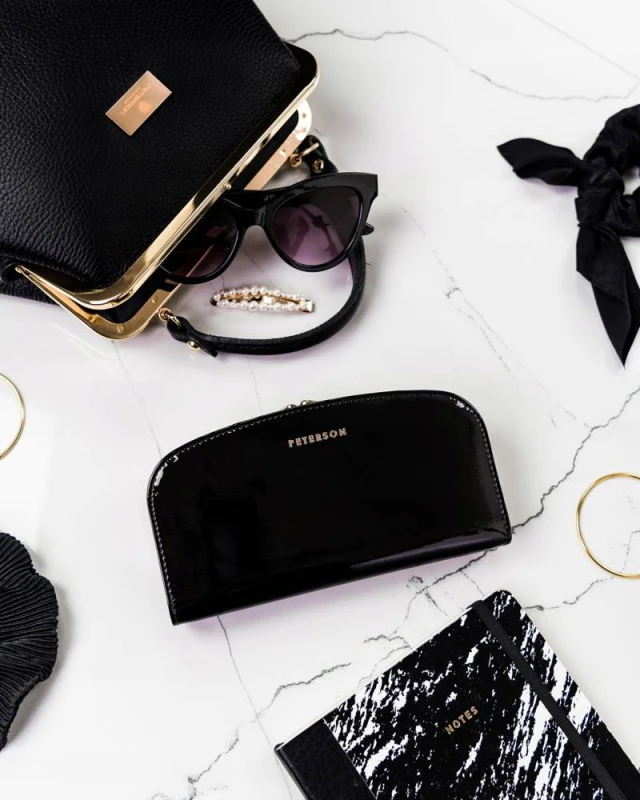 Duży portfel damski ze skóry naturalnej - Czarny