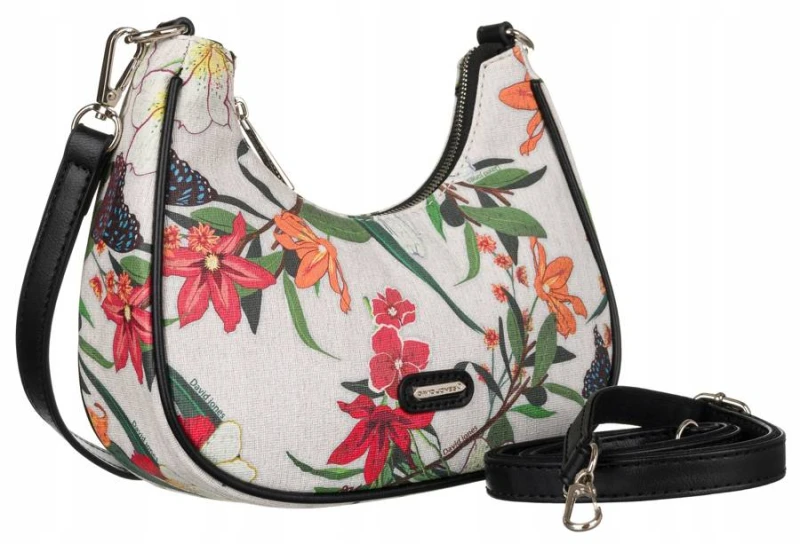 Listonoszka damska ze skóry ekologicznej z kwiatowym — David Jones